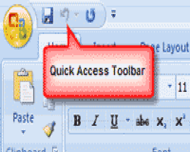 The quick access toolbar is a customizable toolbar that contains